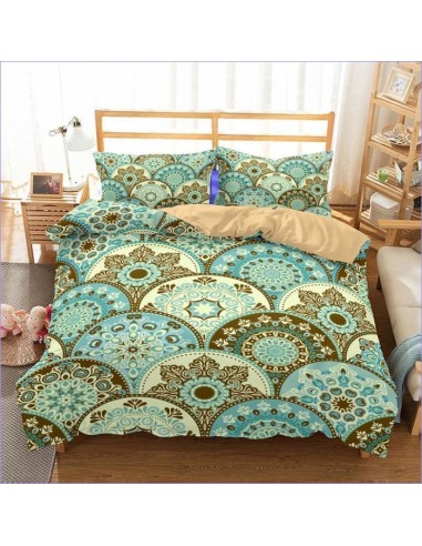 Housse de Couette Mandala Vert turquoise pas cher 