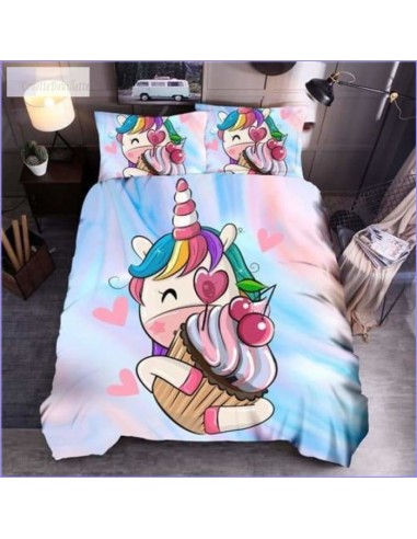 Housse de Couette Licorne cupcake en linge