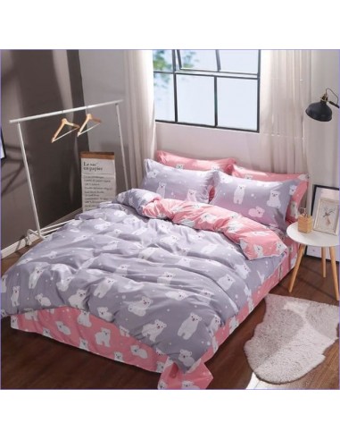 Housse de Couette Oursons gris et rose (Réversible) français