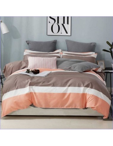 Housse de Couette Bandes Taupe / Orange 2 - 3 jours ouvrés.