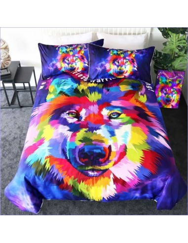 Housse de Couette Tête de Loup Multicolore ou a consommer sur place