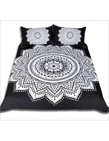 Housse de Couette Mandala - Dentelle Noire et Blanche Livraison rapide